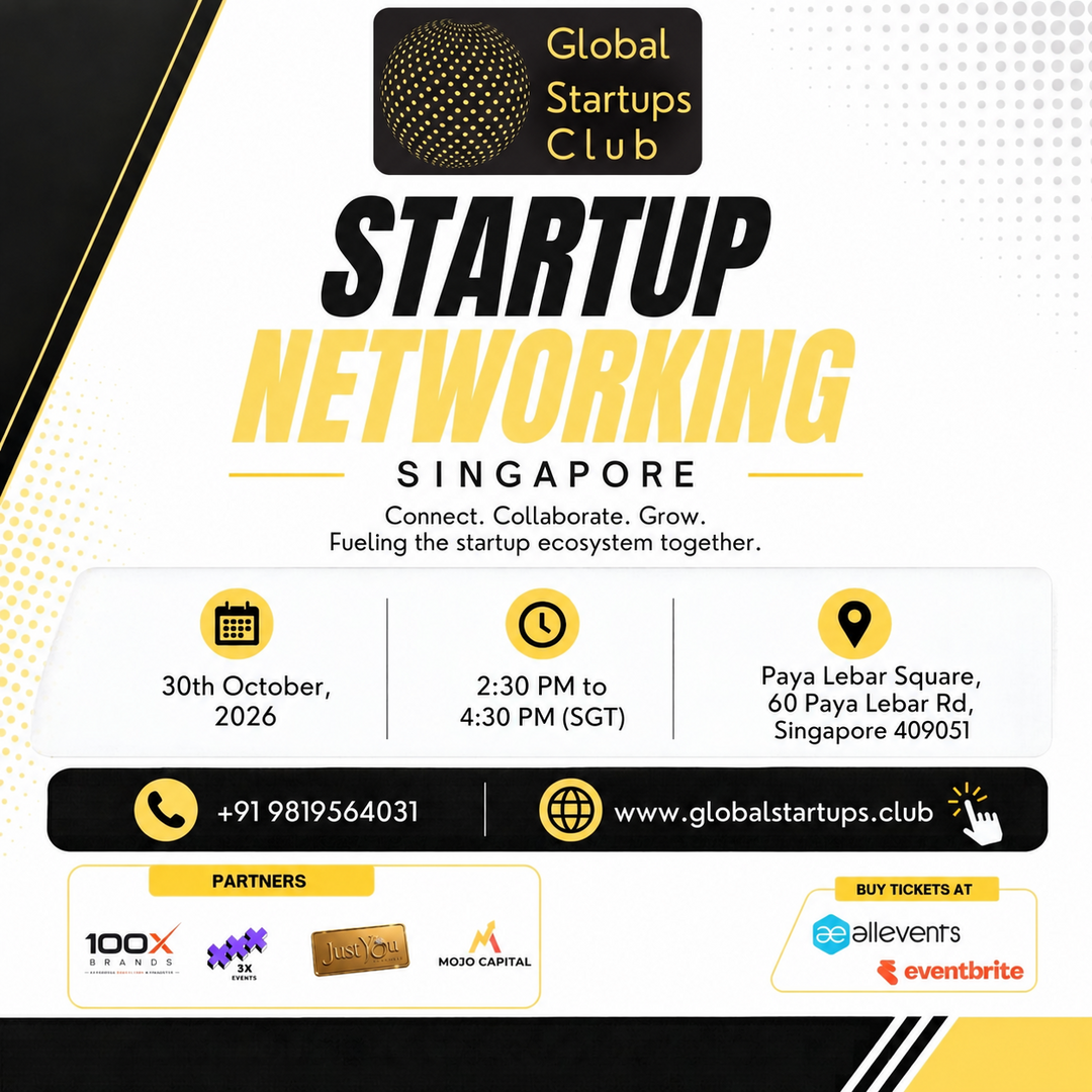 Global Startups Club Singapore Startup Networking square flyer for 2026-10-30