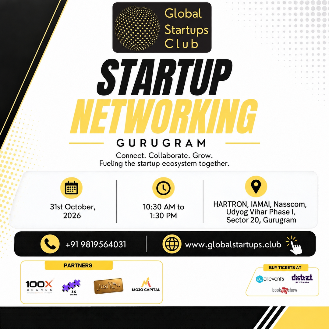 Global Startups Club Gurugram Startup Networking square flyer for 2026-10-31